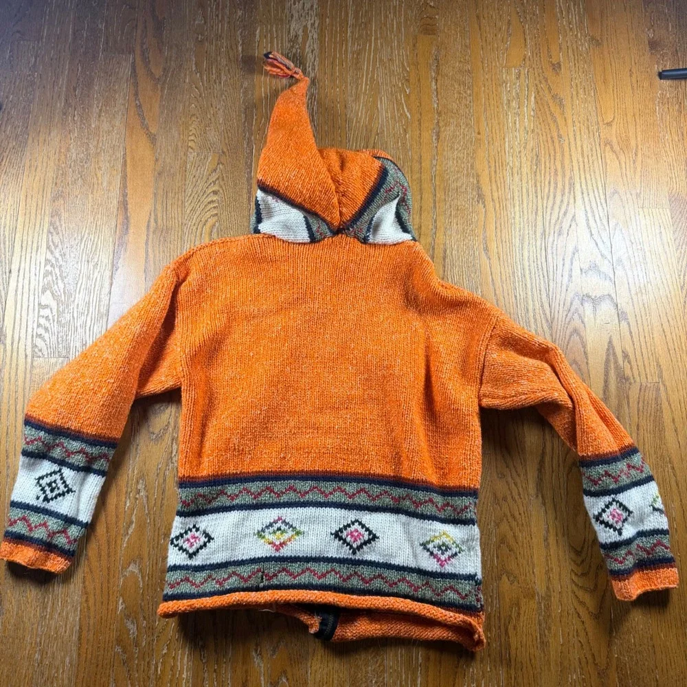 Sisandina Handicrafts M Wool Zip Pixie Cardigan Sweater Ecuador Hippie Festival
